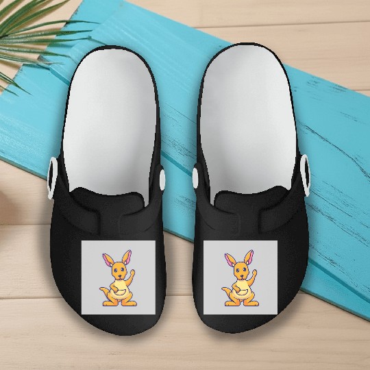 Cute Kangaroo Waving Hand: Cartoon Vector Icon Ill Slip On Clogs