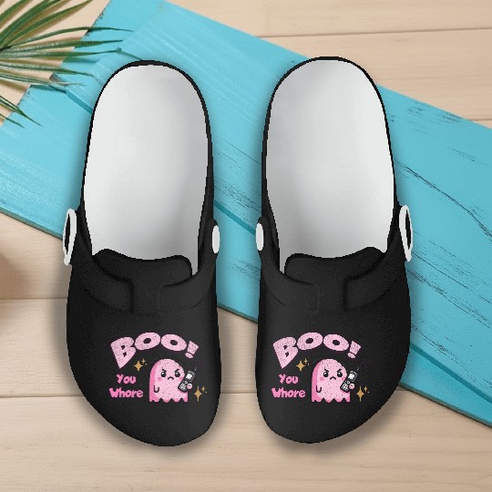 Boo You Whore Ghost Slip On Clogs