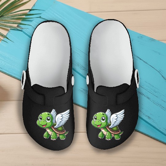 Turtle Angel Wings Halo Farm Farmer Slip On Clogs