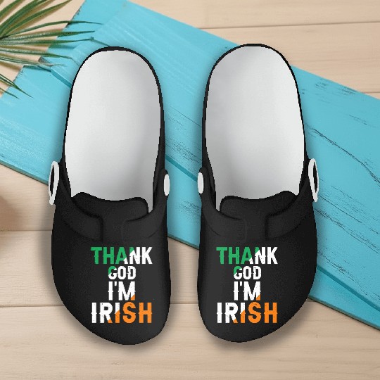 St Patricks Thank God Im Irish Premium Slip On Clogs