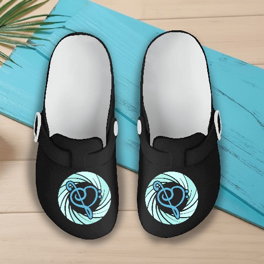 Music Bass Clef Heart Love Note Treble Sound Logo Slip On Clogs