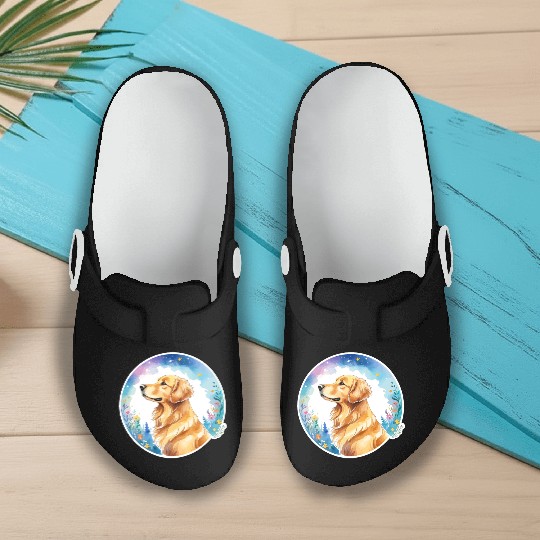 Golden Retriever Watercolor Slip On Clogs