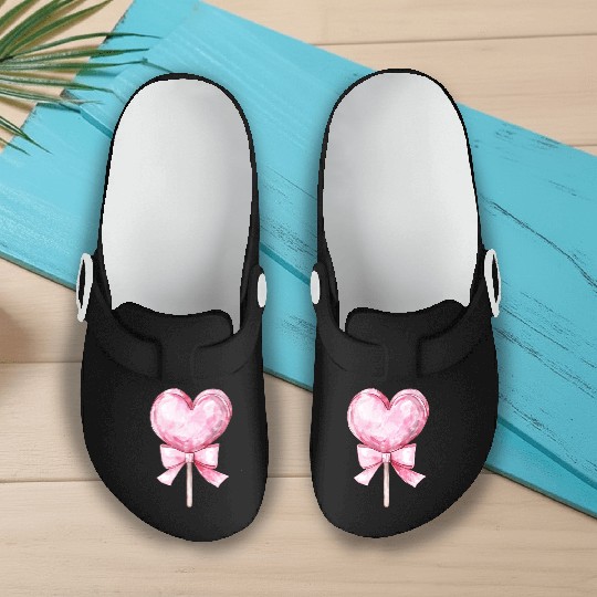 Lollipop with a pink bow Slip On Clogs