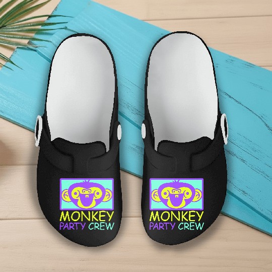 Monkey Chimpanzee Party Animals Crew Team Friends Slip On Clogs
