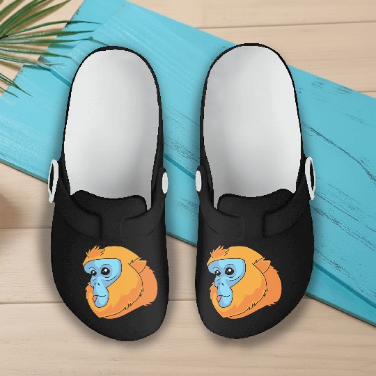 Monkey Lover Golden Snub Nosed Monkey Face Slip On Clogs