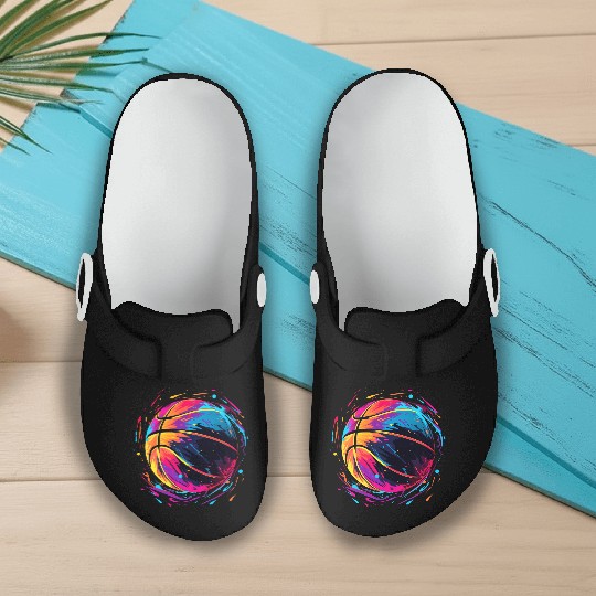 Retro Basketball Synthwave Slip On Clogs