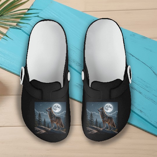 animal wolf Slip On Clogs