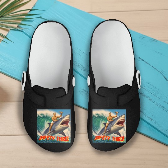 Retro Safety Third Shark Rodeo Slip On Clogs