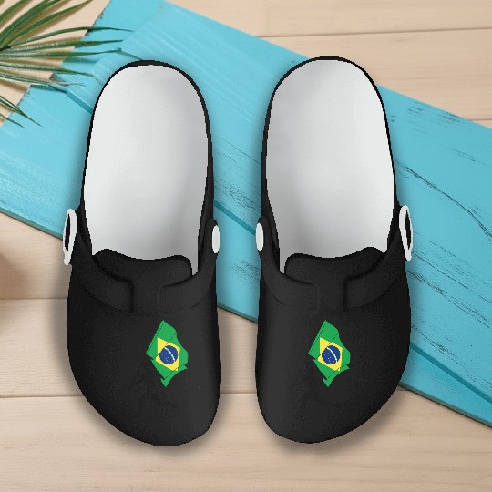 Brazil flag man running Slip On Clogs