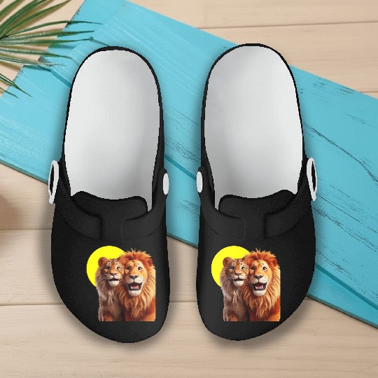 Perfect match Happy Lion Family Cartoon Slip On Clogs