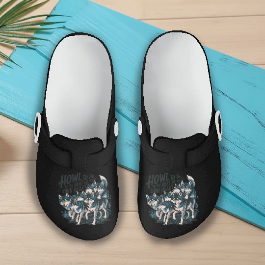Howl to the Beat of Your Own Heart Wolves Indie Slip On Clogs
