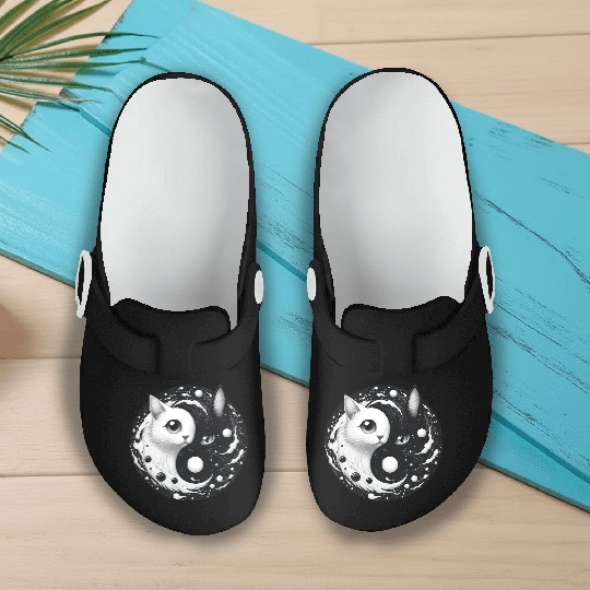 Ying and Yang Cats Asian Meditation Gift Idea Slip On Clogs