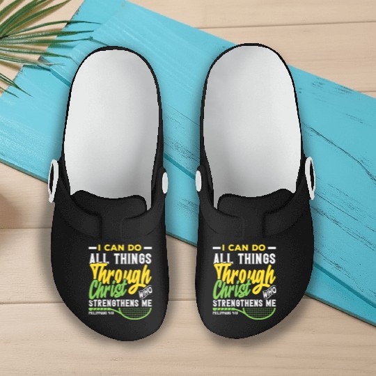 Tennis Through Christ Strengthens Me Slip On Clogs