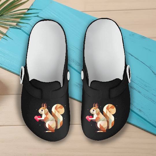 Squirrel with heart - loving for Valentine's Day Slip On Clogs