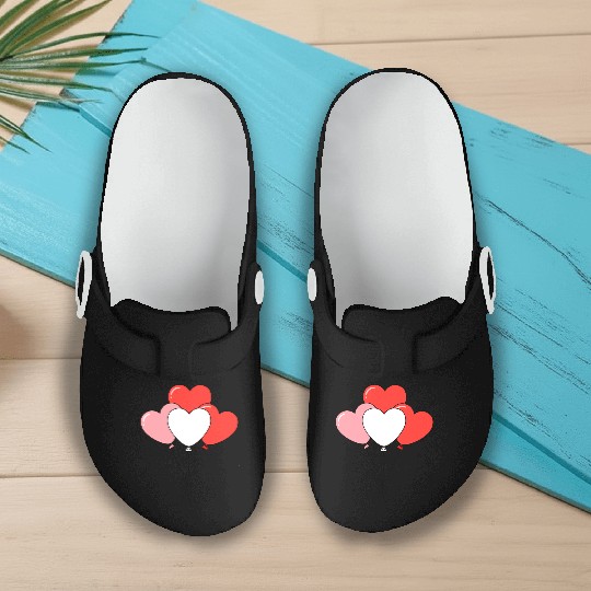 Heart Balloon Cluster Illustration Slip On Clogs