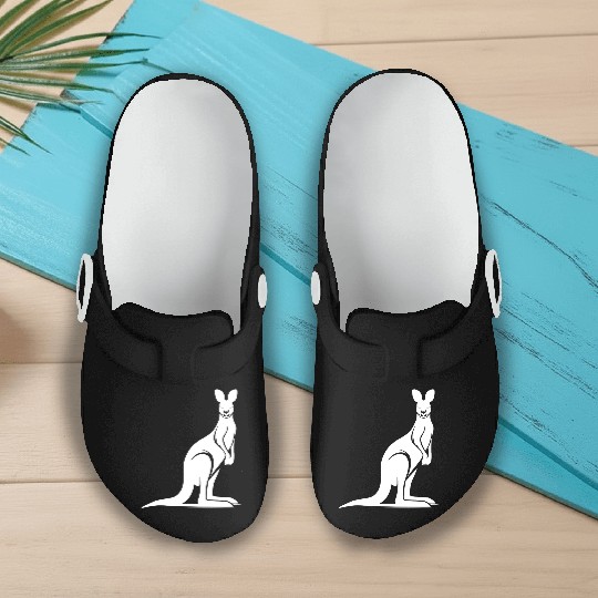 Wild Animal Silhouette With Typical Kangaroo Pose Slip On Clogs