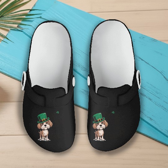St. Patrick's Day Dog Kiss Me I'm Irish Cute Puppy Slip On Clogs