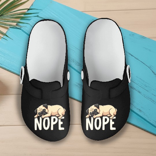Pug Pug Dog Fauer Dog Nope Mops Saying Slip On Clogs