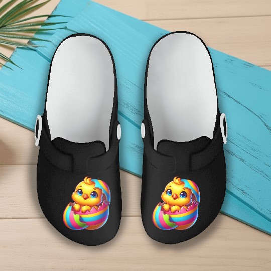 Cute Chick Cartoon Colorful Easter Egg Hatching Slip On Clogs