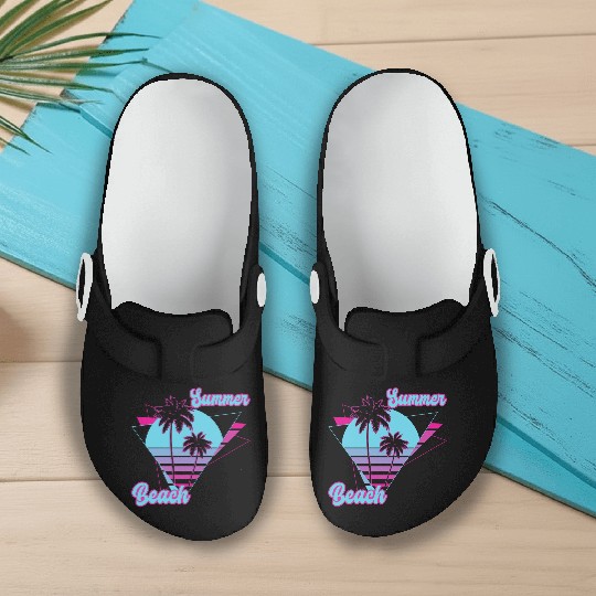 Summer Palm Tree Beach Slip On Clogs