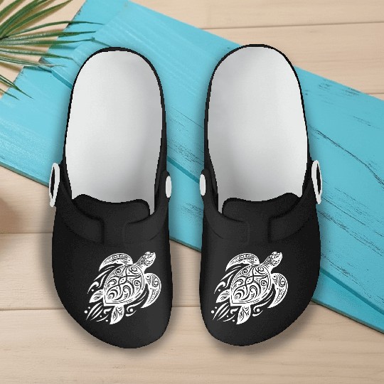 Powerful Pacific Turtle Meets Tribal Slip On Clogs