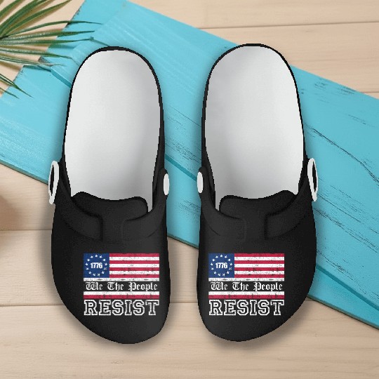 1776 Resist Trump Protest Anti Political US Fla Slip On Clogs