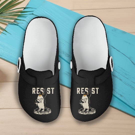 Funny Protest Against Tariffs Resist Penguin Slip On Clogs
