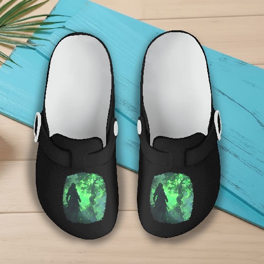 Mystical Scene With A Green Powerful Tree Slip On Clogs