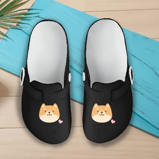 Kawaii Shiba Inu Brown Slip On Clogs