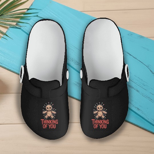 Voodoo Doll Humor – Thinking of You Dark Sarcastic Slip On Clogs