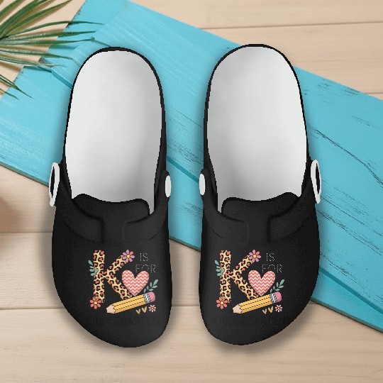 K Is For Kindergarten Teacher Leopard First Day Slip On Clogs