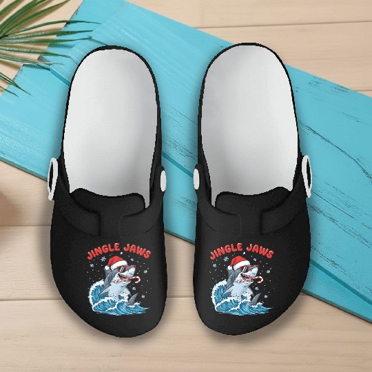 Jingle Jaws – Christmas Holiday with Bite Design Slip On Clogs