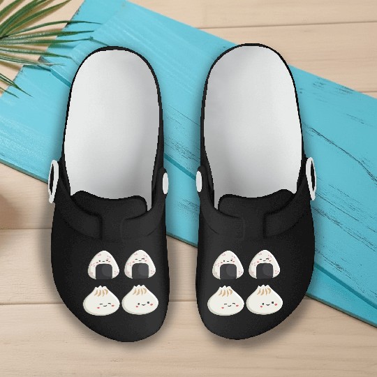 Onigiri and dumpling face character Slip On Clogs