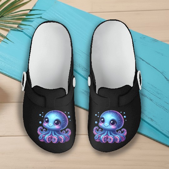 Colorful Cartoon Octopus Illustration Slip On Clogs