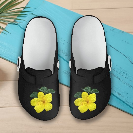 One Yellow Hibiscus Slip On Clogs