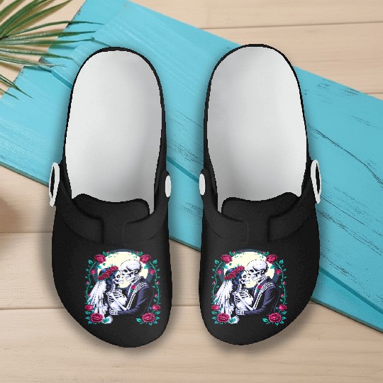 Bride and Groom Eternal Love Romantic Wedding Slip On Clogs
