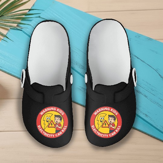 Warning Kids Electricity Safety Badge Slip On Clogs