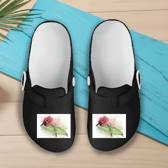 Wildflower and Bumblebee Illustration Slip On Clogs