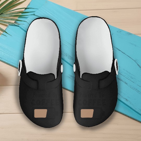 Powered By Coffee – Coffee Statement Saying Slip On Clogs