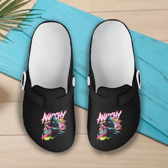 Graffiti-Inspired Hooded Rebel Design Slip On Clogs