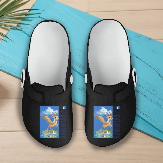 Flying Mythical Waterfowl with Adventure Theme Slip On Clogs