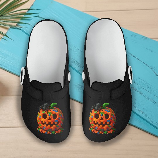 Master Builder Halloween Pumpkin and Spider Slip On Clogs