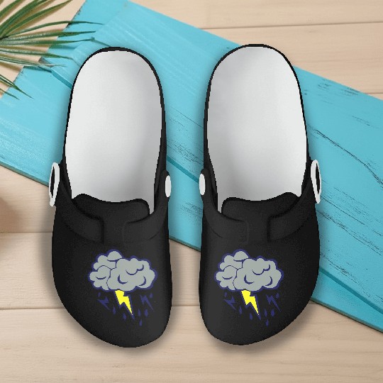 lightning cloud rain storm 606 Slip On Clogs