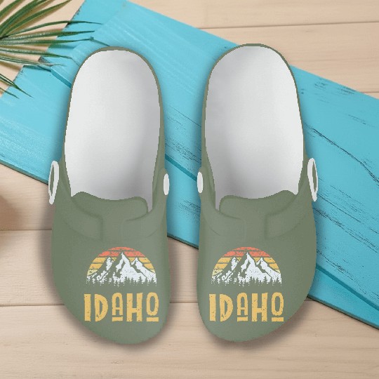 Vintage Retro Id Idaho Us Mountain State Slip On Clogs