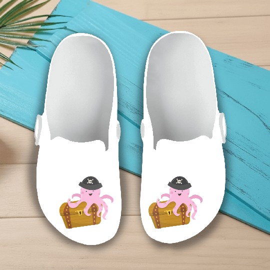 Treasure with pirate octopus Slip On Clogs