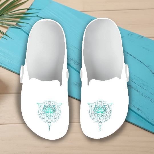 Lotus of Life Mandala in Geometric Slip On Clogs