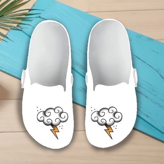 Lightning cloud tattoo Slip On Clogs