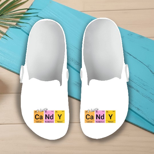 Candy love periodic table of elements Slip On Clogs