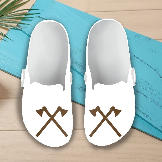 Crossed Axe - Firefighter Axe - Vector Slip On Clogs