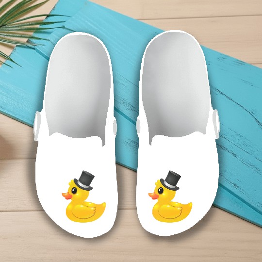 Yellow rubber Duck with topper - Like a sir Slip On Clogs